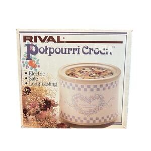 Vintage Potpourri Crock By Rival 1980s Model 3206 Blue White Heart New In Box